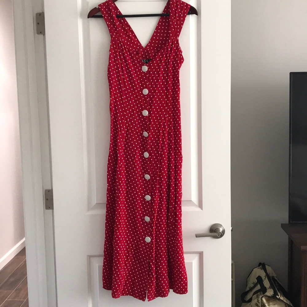 Red and white polka dot 90s does 50s vintage dress